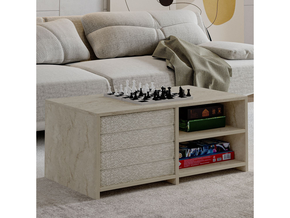 Tavolino in legno "Gord" - 90 x 45 x 44 cm - Travertino