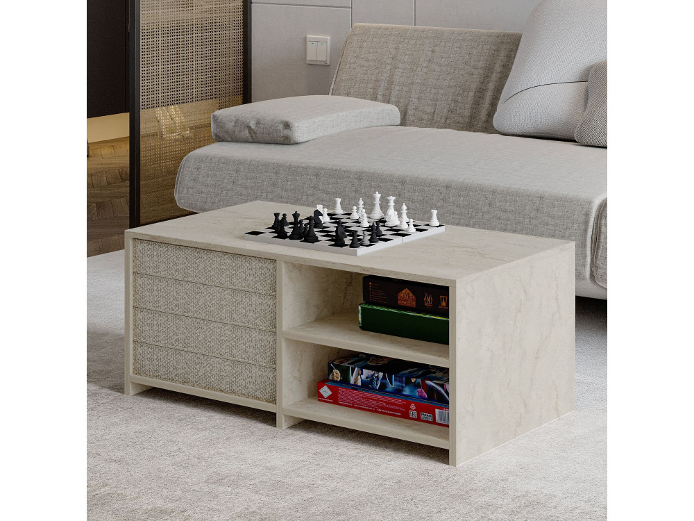 Tavolino in legno "Gord" - 90 x 45 x 44 cm - Travertino