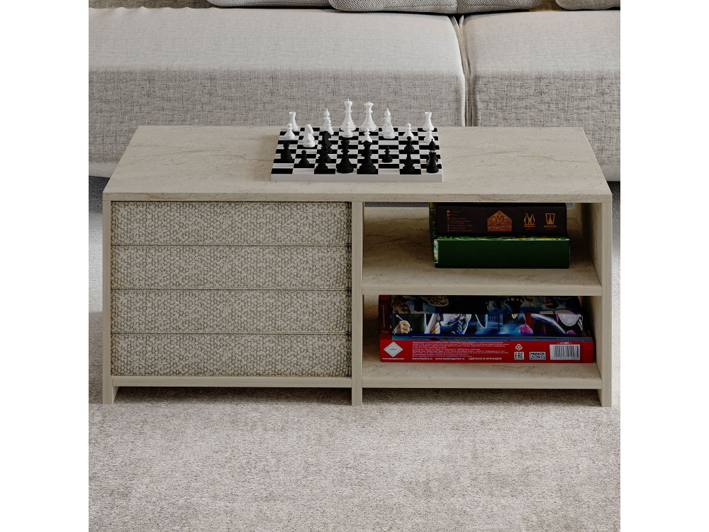 Tavolino in legno "Gord" - 90 x 45 x 44 cm - Travertino