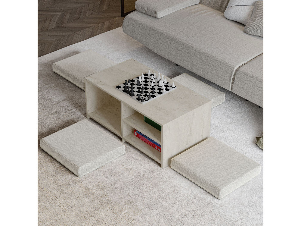 Tavolino in legno "Gord" - 90 x 45 x 44 cm - Travertino