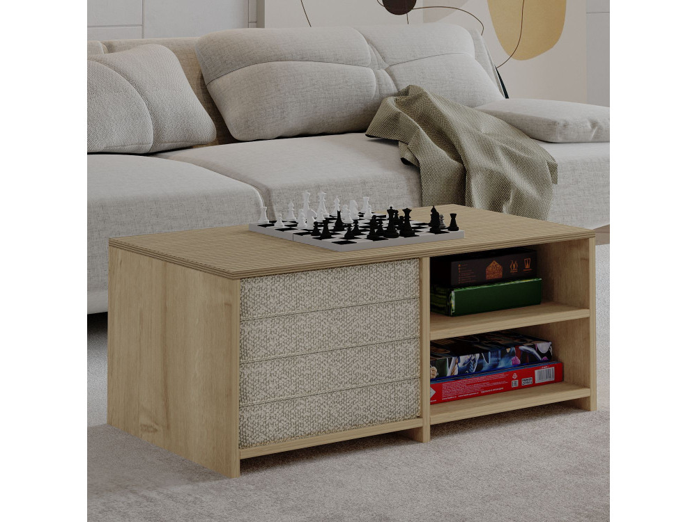 Tavolino in legno "Gord" - 90 x 45 x 44 cm - Beige