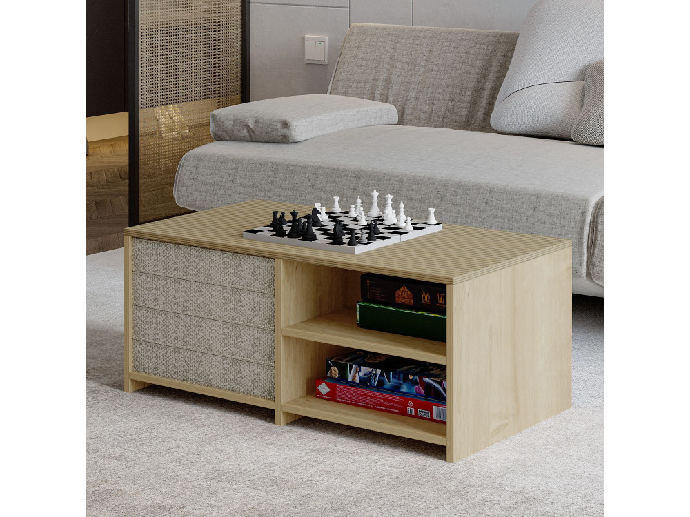 Tavolino in legno "Gord" - 90 x 45 x 44 cm - Beige