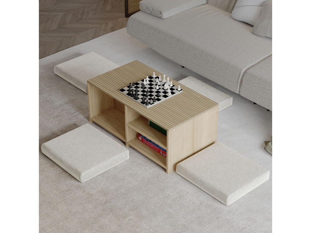Tavolino in legno "Gord" - 90 x 45 x 44 cm - Beige
