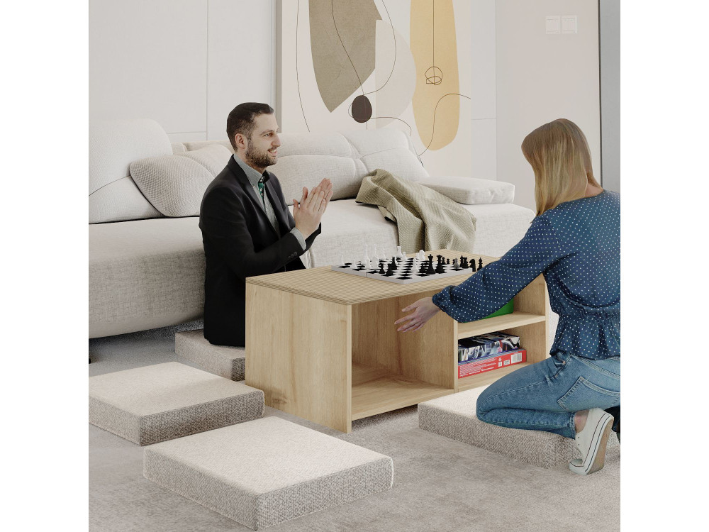 Tavolino in legno "Gord" - 90 x 45 x 44 cm - Beige