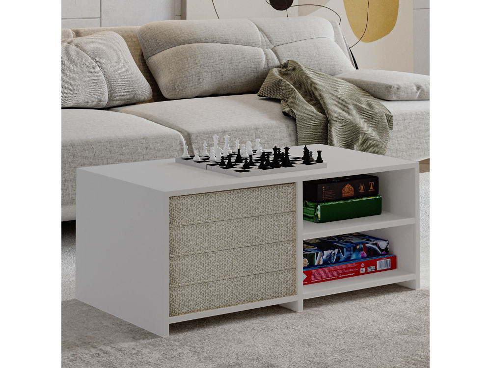Tavolino in legno "Gord" - 90 x 45 x 44 cm - Bianco