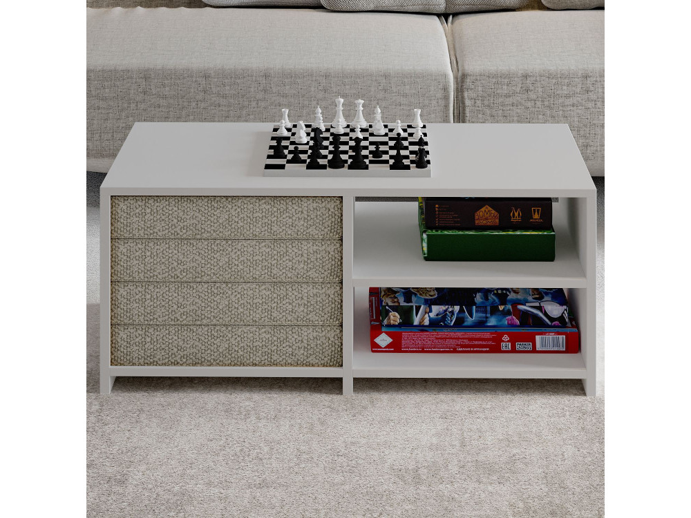 Tavolino in legno "Gord" - 90 x 45 x 44 cm - Bianco