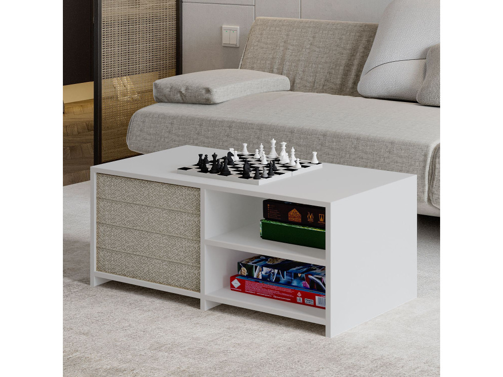 Tavolino in legno "Gord" - 90 x 45 x 44 cm - Bianco