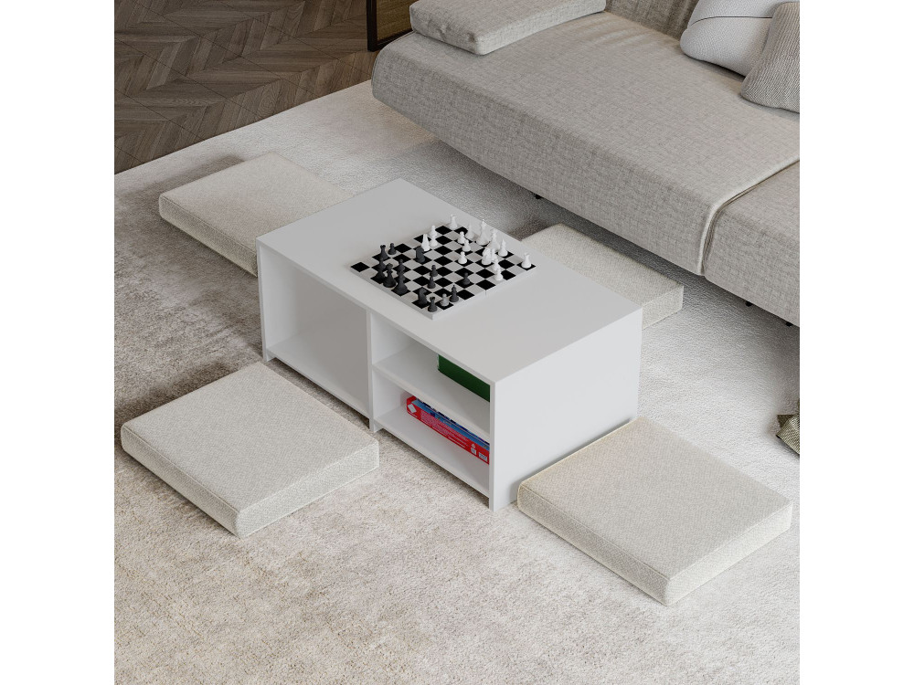 Tavolino in legno "Gord" - 90 x 45 x 44 cm - Bianco