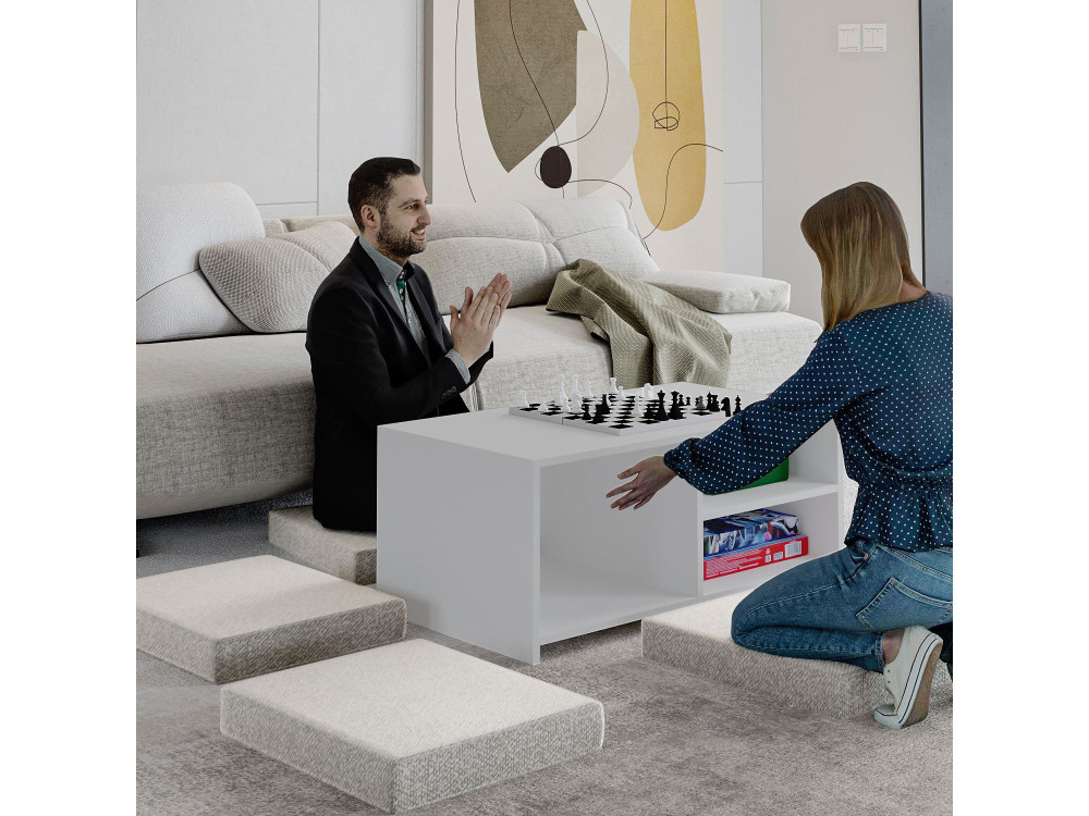 Tavolino in legno "Gord" - 90 x 45 x 44 cm - Bianco