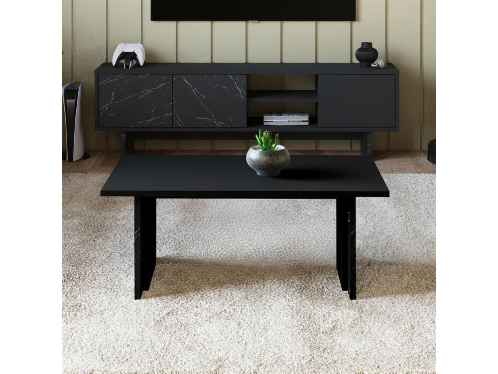 Tavolino in legno "Ravello" - 90 x 50 x 40 cm - Nero
