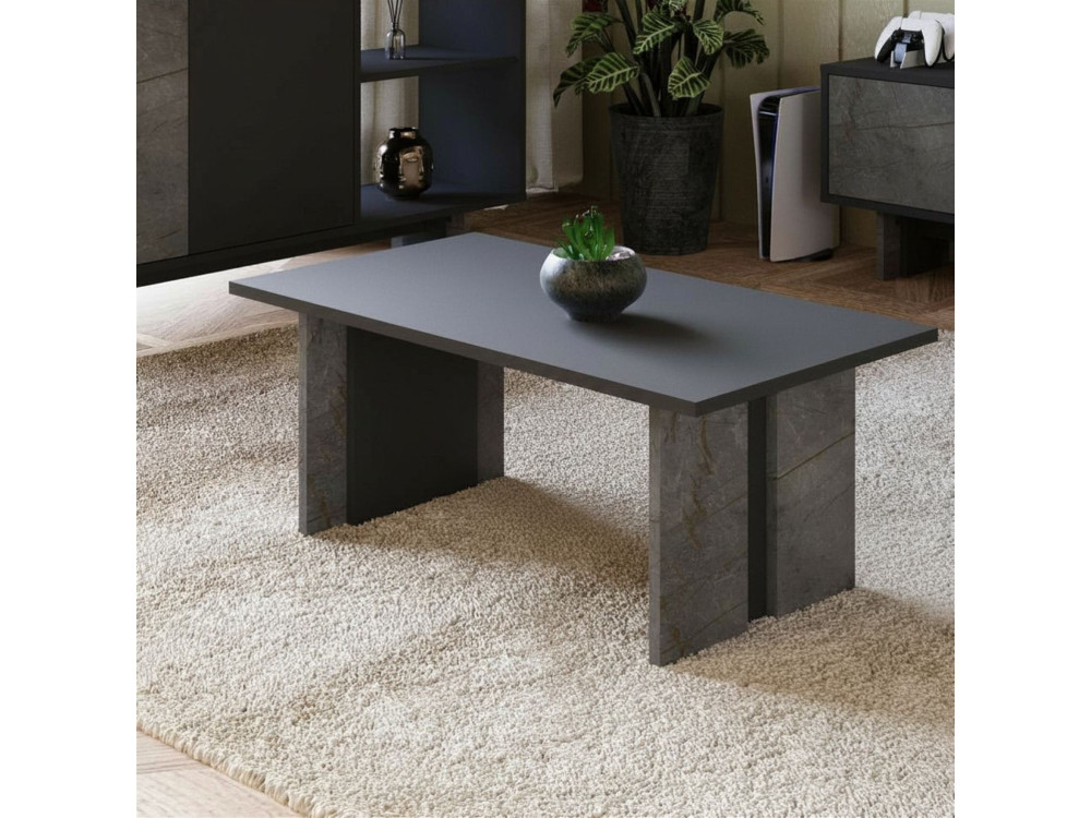 Tavolino in legno "Ravello" - 90 x 50 x 40 cm - Grigio antracite marmorizzato