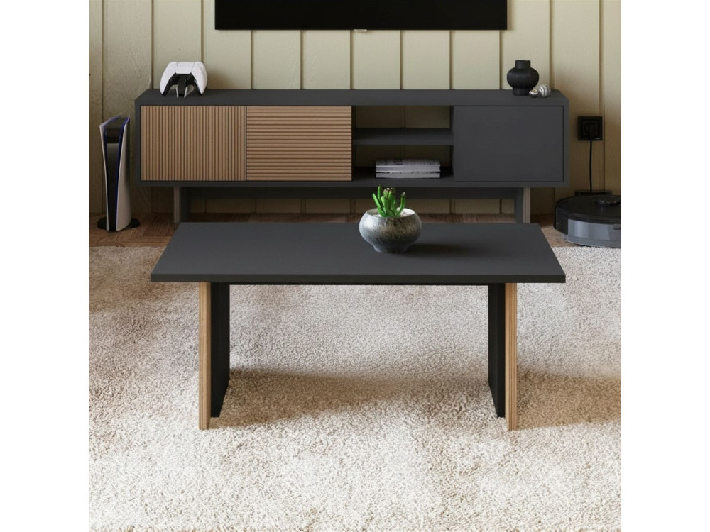 Tavolino in legno "Ravello" - 90 x 50 x 40 cm - Grigio antracite