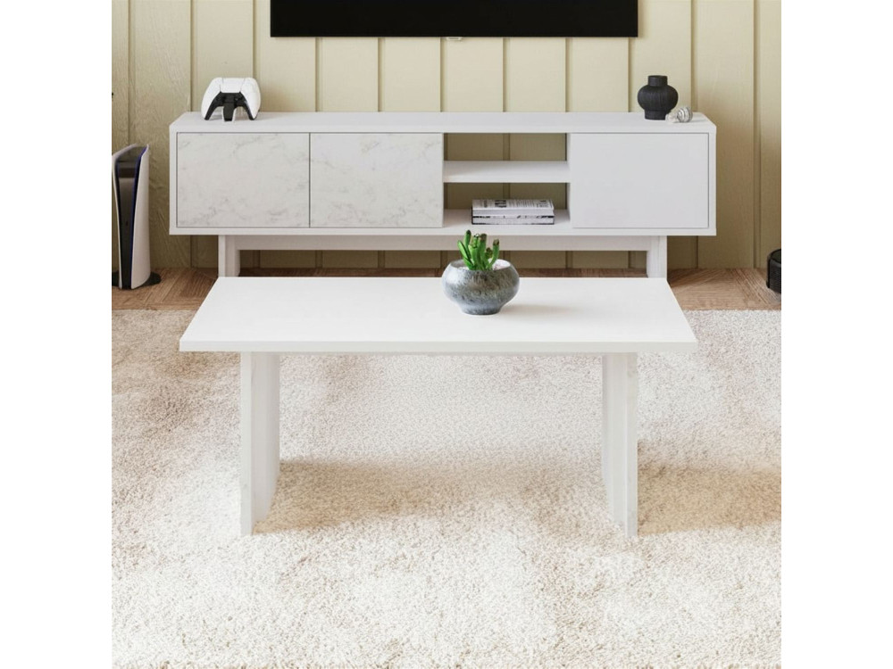 Tavolino in legno "Ravello" - 90 x 50 x 40 cm - Bianco