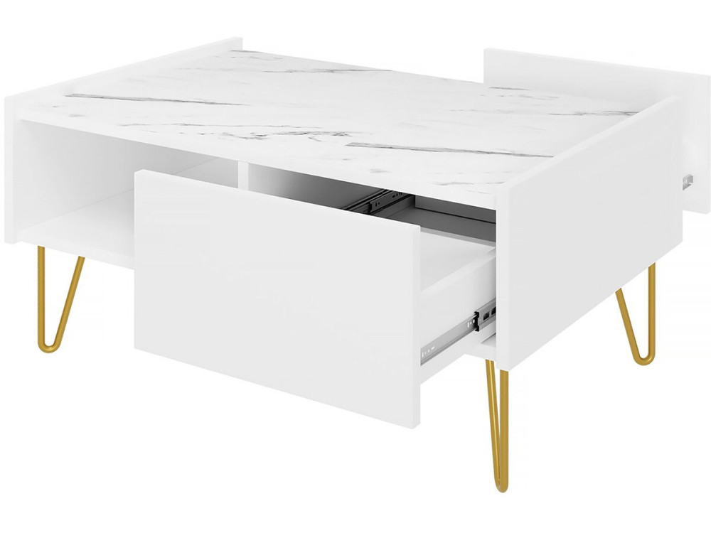 Tavolino "Narine L" - 97 x 45 x 65 cm - Bianco