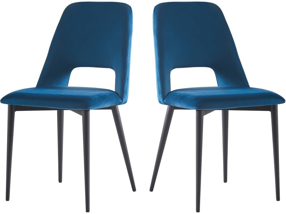 Set di 2 sedie in velluto "Fedora" - Blu scuro