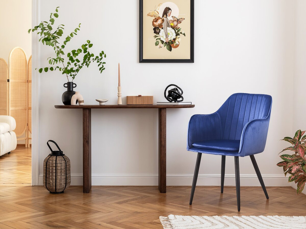 Set di 2 sedie in velluto con braccioli "Velma" - Blu