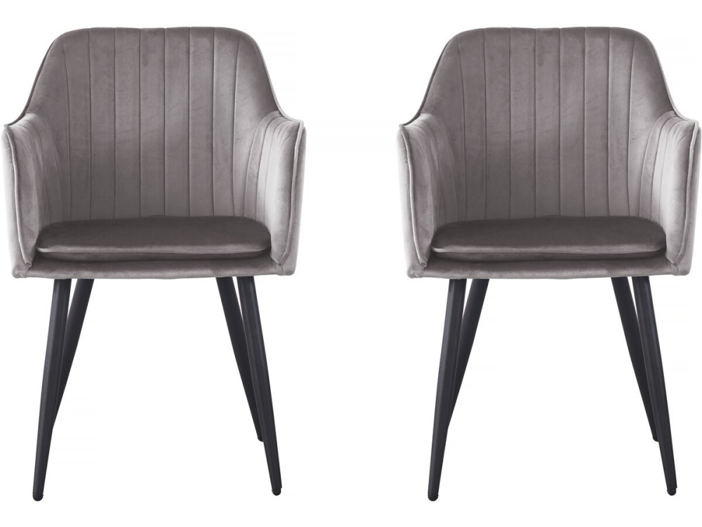 Set di 2 sedie in velluto con braccioli "Velma" - Grigio