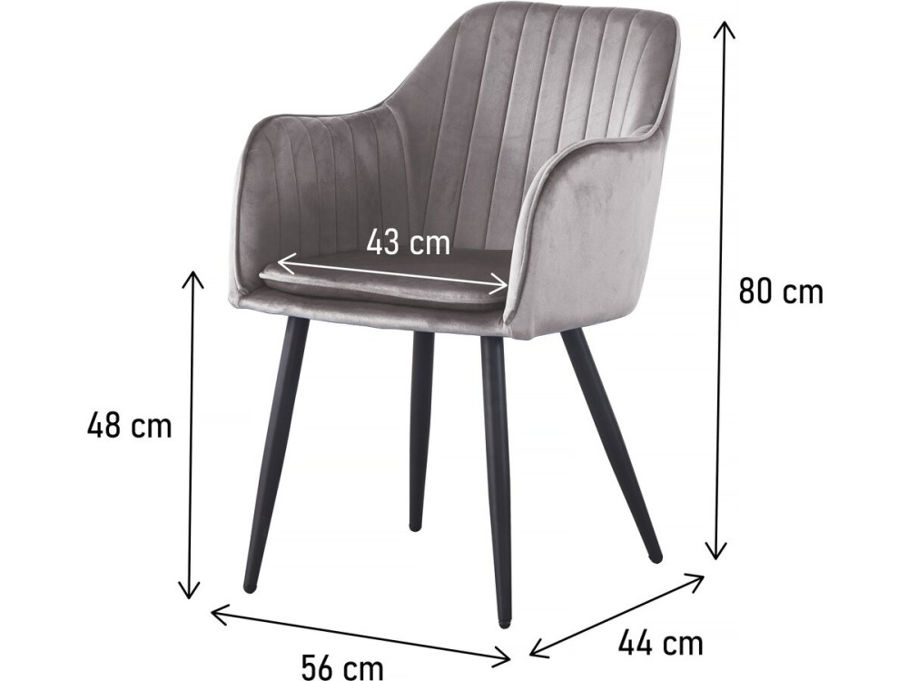 Set di 2 sedie in velluto con braccioli "Velma" - Grigio