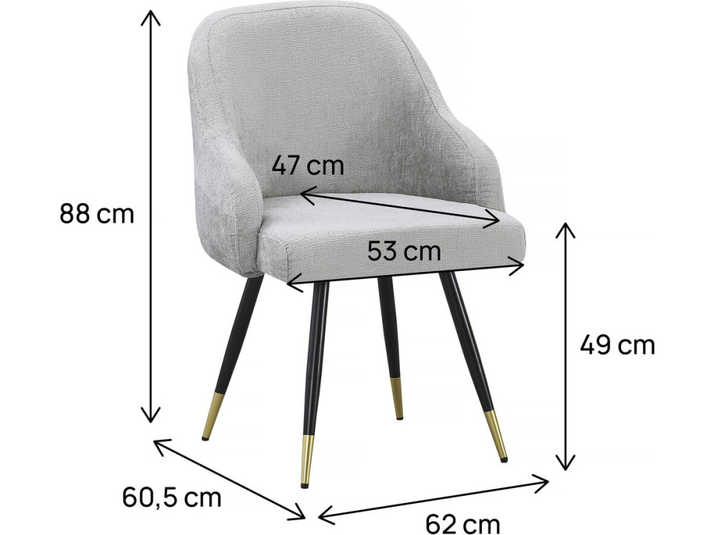 Set di 2 sedie in tessuto "Harmony" - 54 x 57 x 90 cm - Beige