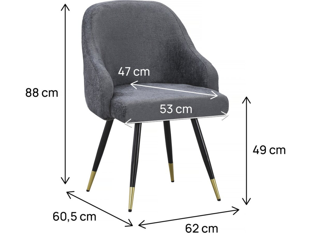 Set di 2 sedie in tessuto "Harmony" - 54 x 57 x 90 cm - Grigio