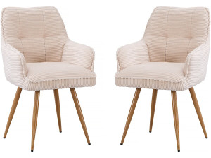 Set di 2 sedie in velluto a coste "Mayra" - 60 x 56 x 88 cm - Beige