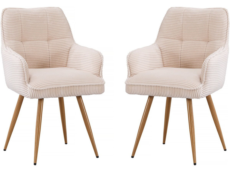 Set di 2 sedie in velluto a coste "Mayra" - 60 x 56 x 88 cm - Beige