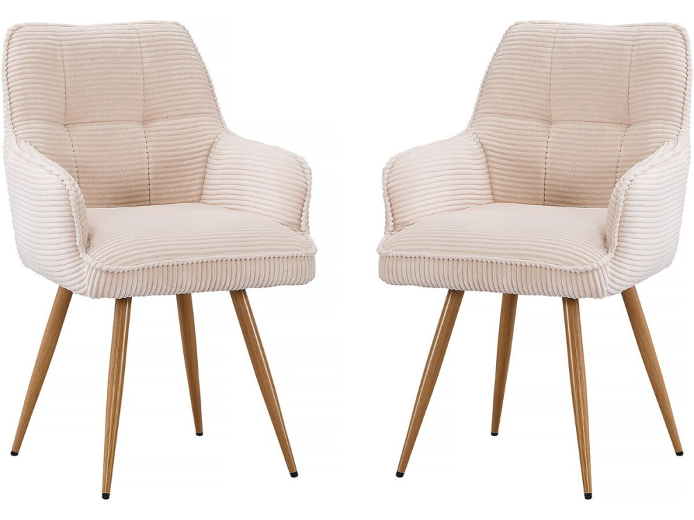 Set di 2 sedie in velluto a coste "Mayra" - 60 x 56 x 88 cm - Beige