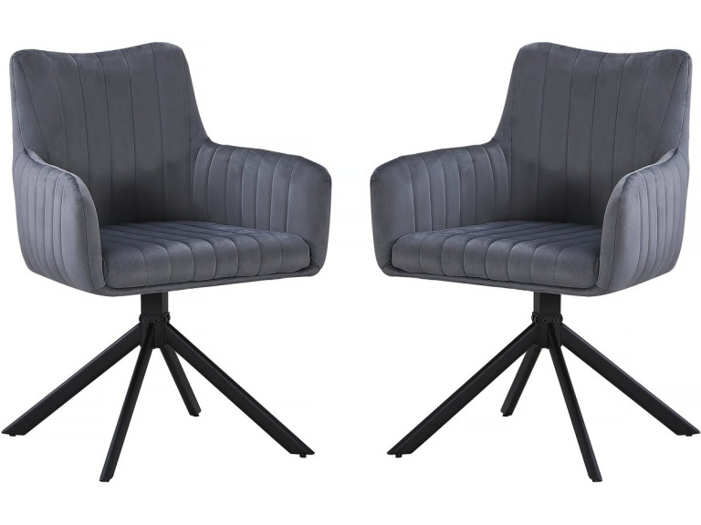 Set di 2 sedie in tessuto "Pharell" - 60 x 61 x 91 cm - Grigio
