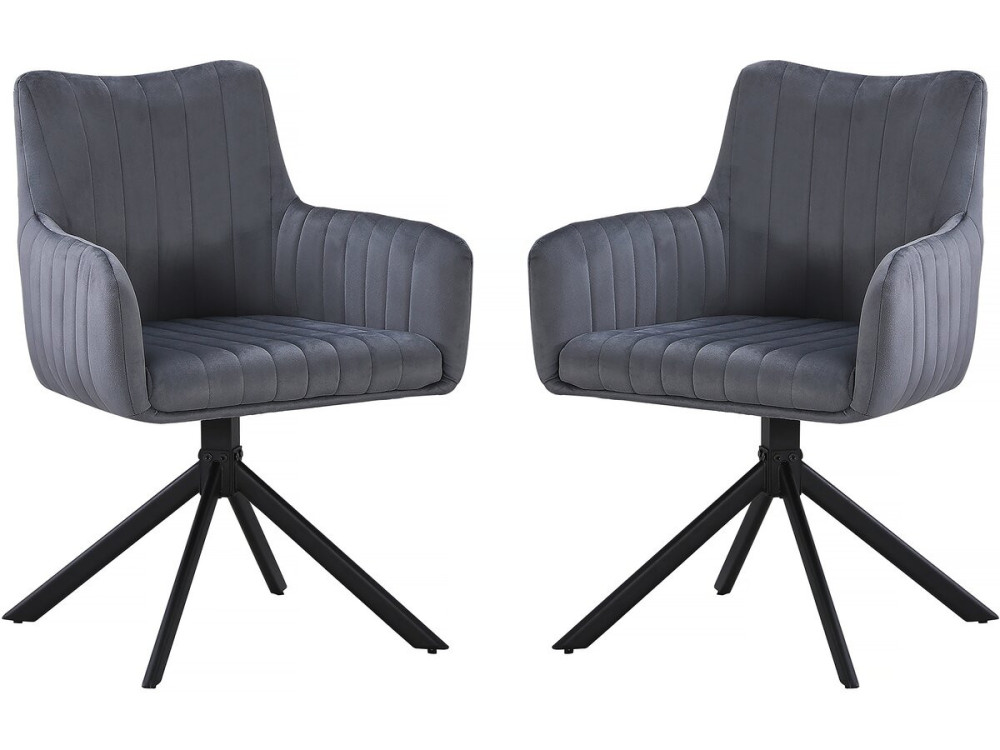 Set di 2 sedie in tessuto "Pharell" - 60 x 61 x 91 cm - Grigio
