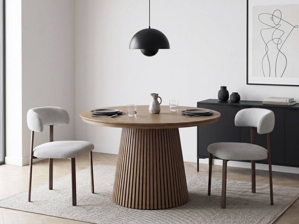 Set di 2 sedie da pranzo in finto legno "Aurea" - Grigio chiaro