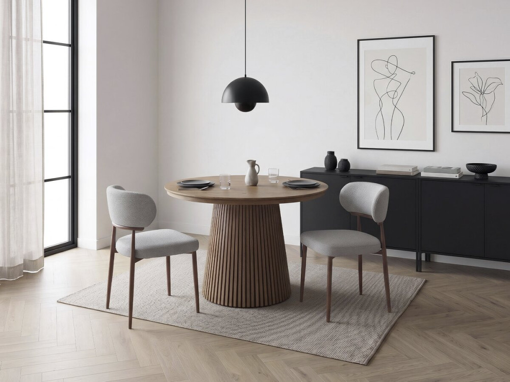 Set di 2 sedie da pranzo in finto legno "Elora" - Grigio chiaro