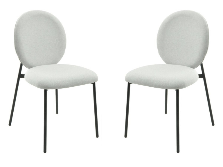 Set di 2 sedie da pranzo "Perla" in metallo - Grigio chiaro
