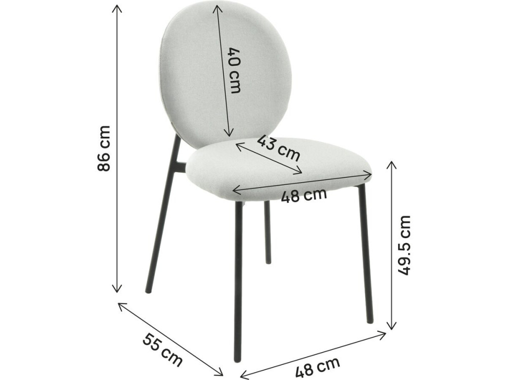 Set di 2 sedie da pranzo "Perla" in metallo - Grigio chiaro