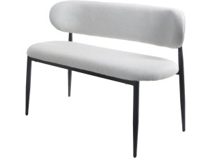 Panca da pranzo in tessuto - 110 cm - "Sélène" - 3 posti - Grigio chiaro e nero
