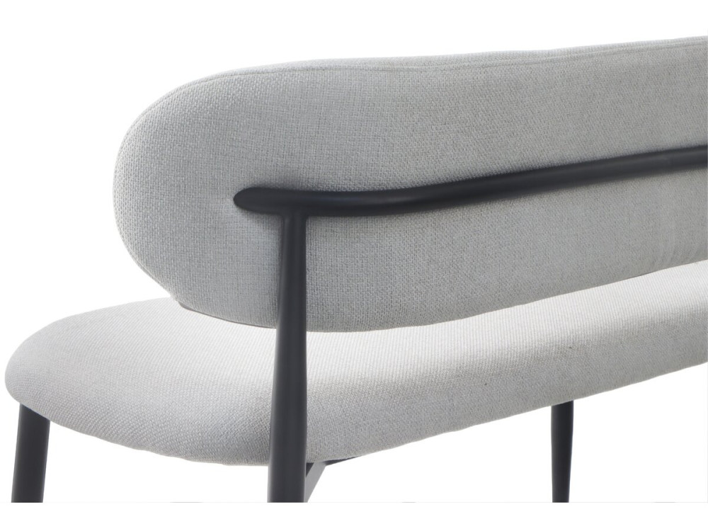 Panca da pranzo in tessuto - 110 cm - "Sélène" - 3 posti - Grigio chiaro e nero