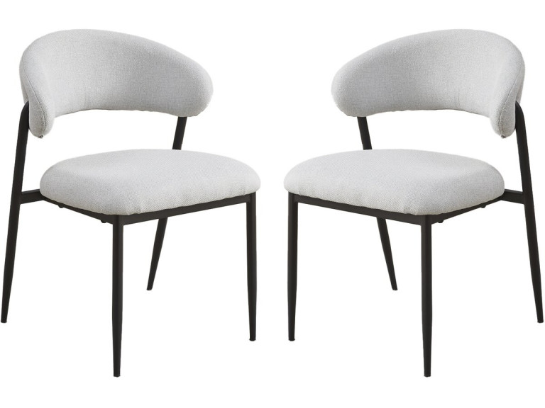 Set di 2 sedie da pranzo in tessuto e metallo "Edena" - Grigio chiaro