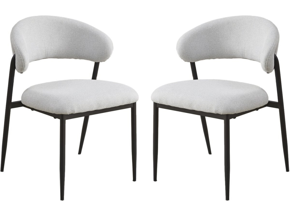 Set di 2 sedie da pranzo in tessuto e metallo "Edena" - Grigio chiaro