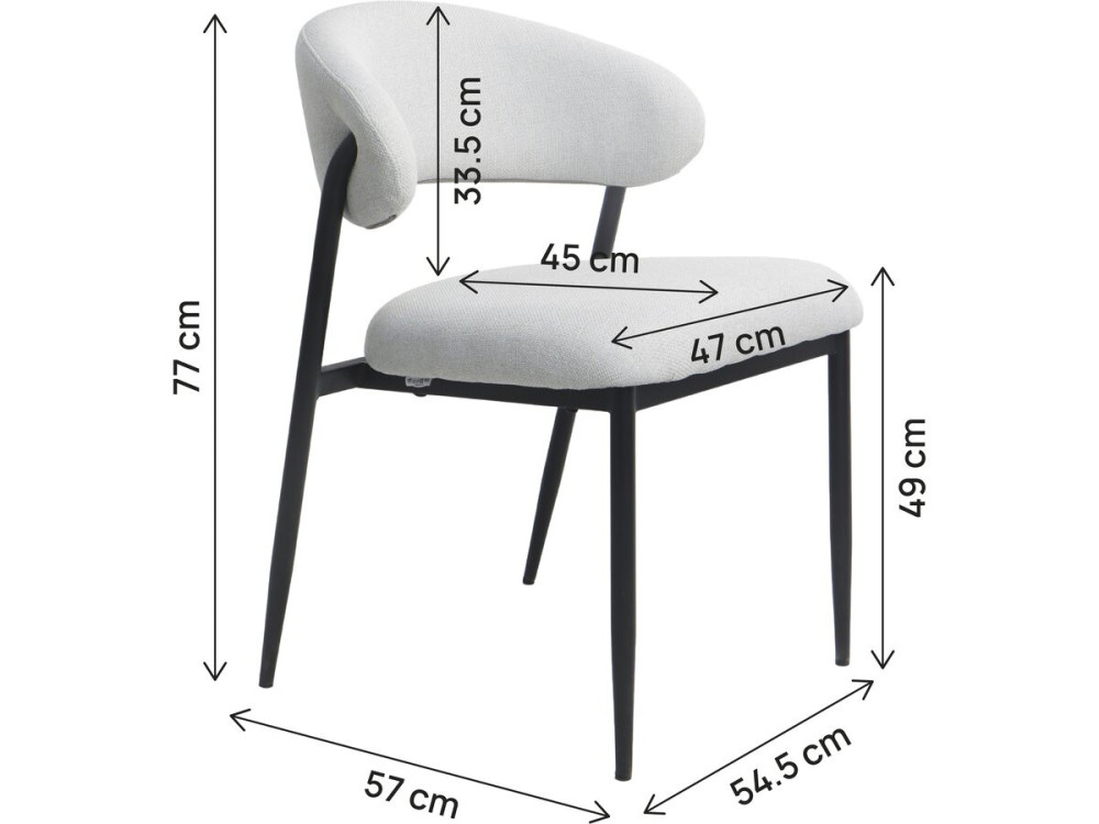 Set di 2 sedie da pranzo in tessuto e metallo "Edena" - Grigio chiaro