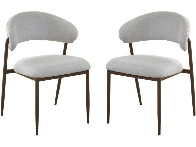 Set di 2 sedie da pranzo in tessuto e metallo "Edena" - Grigio chiaro