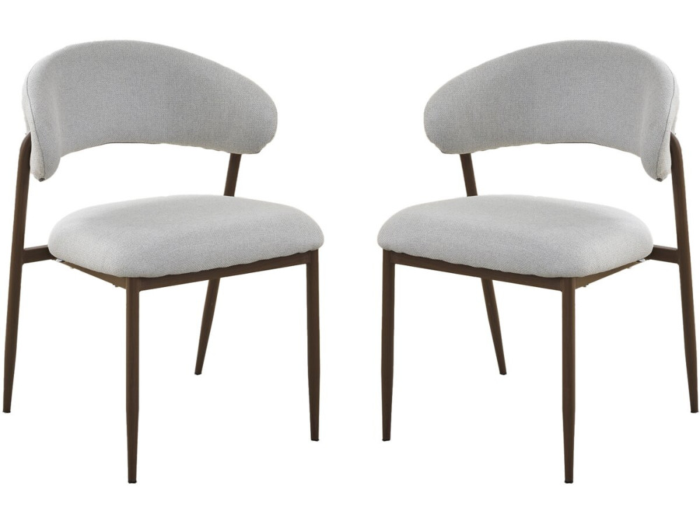 Set di 2 sedie da pranzo in tessuto e metallo "Edena" - Grigio chiaro