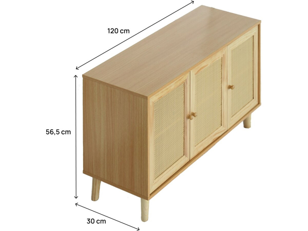 Credenza in stile canna “Neuille” - 120 x 40 x 71,5 cm - Beige