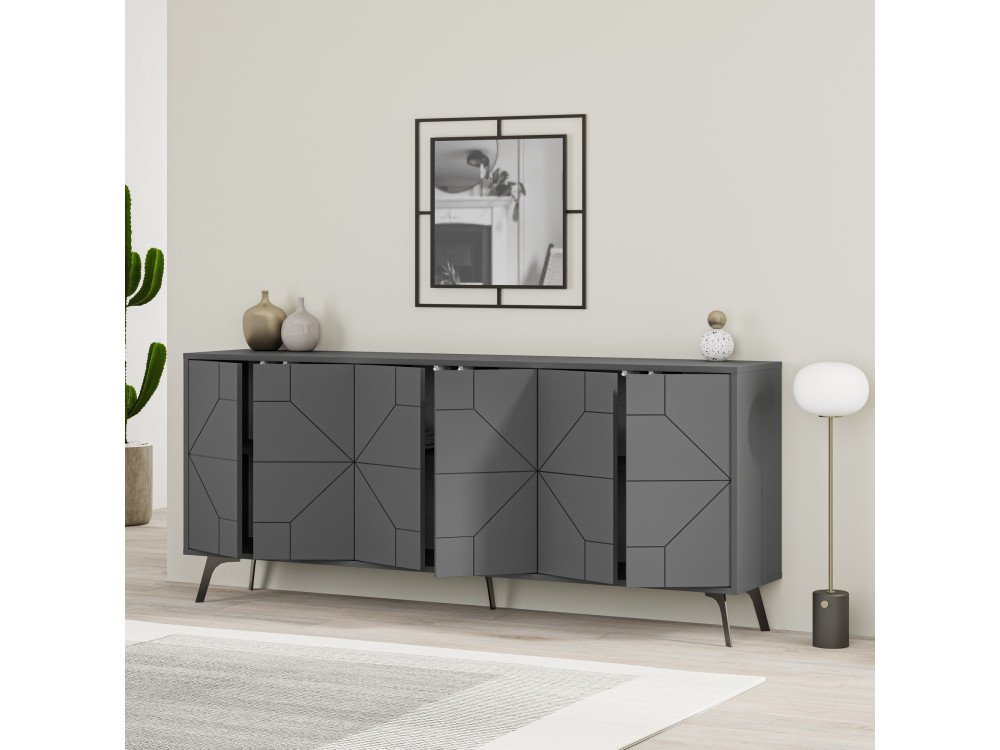 Credenza in legno "Dune" - 183 x 35 x 77 cm - Antracite