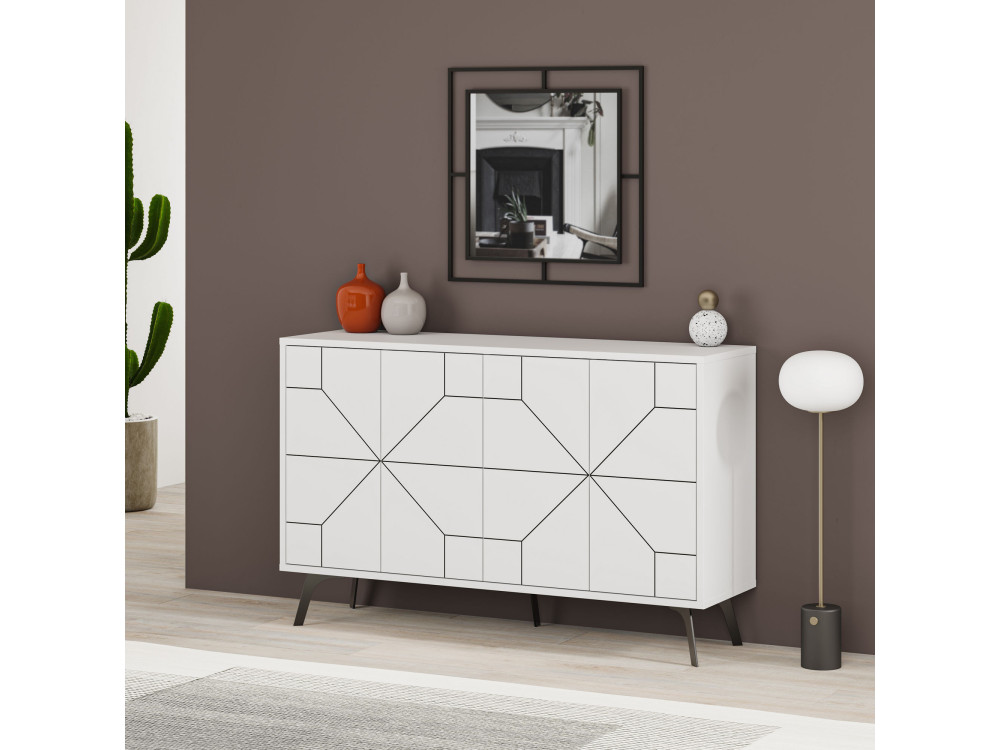 Credenza in legno "Dune" - 123 x 35 x 62 cm - Bianco
