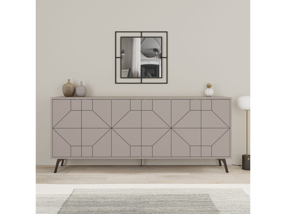 Credenza in legno "Dune" - 184 x 35 x 77 cm - Marrone moka chiaro