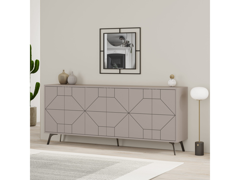 Credenza in legno "Dune" - 184 x 35 x 77 cm - Marrone moka chiaro