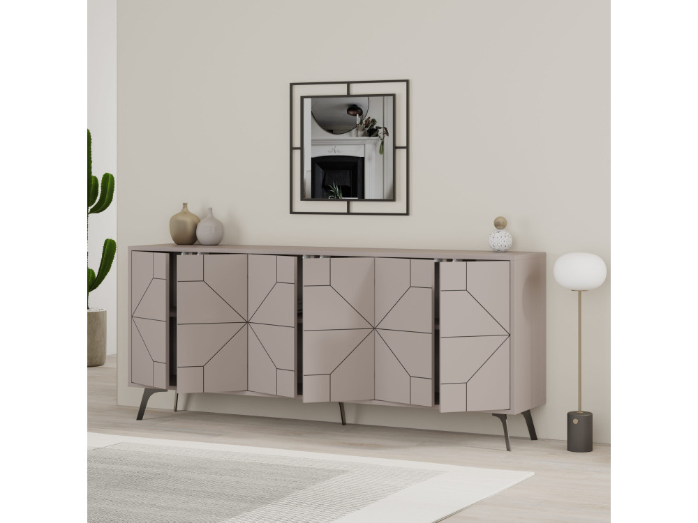 Credenza in legno "Dune" - 184 x 35 x 77 cm - Marrone moka chiaro