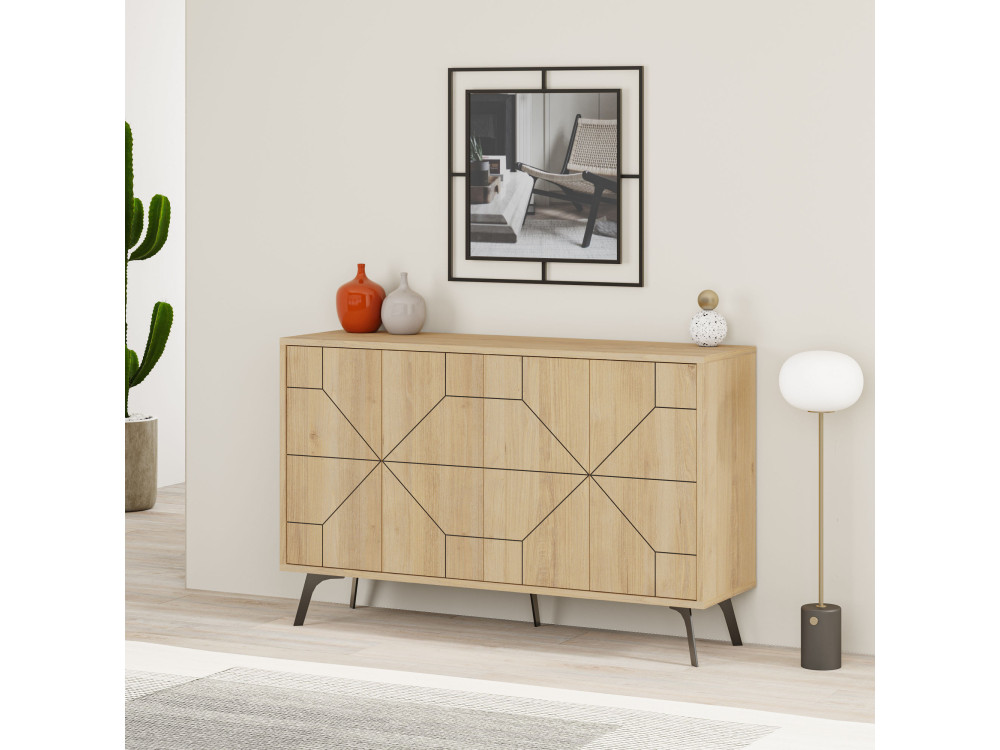 Credenza in legno "Dune" - 123 x 35 x 62 cm - Beige
