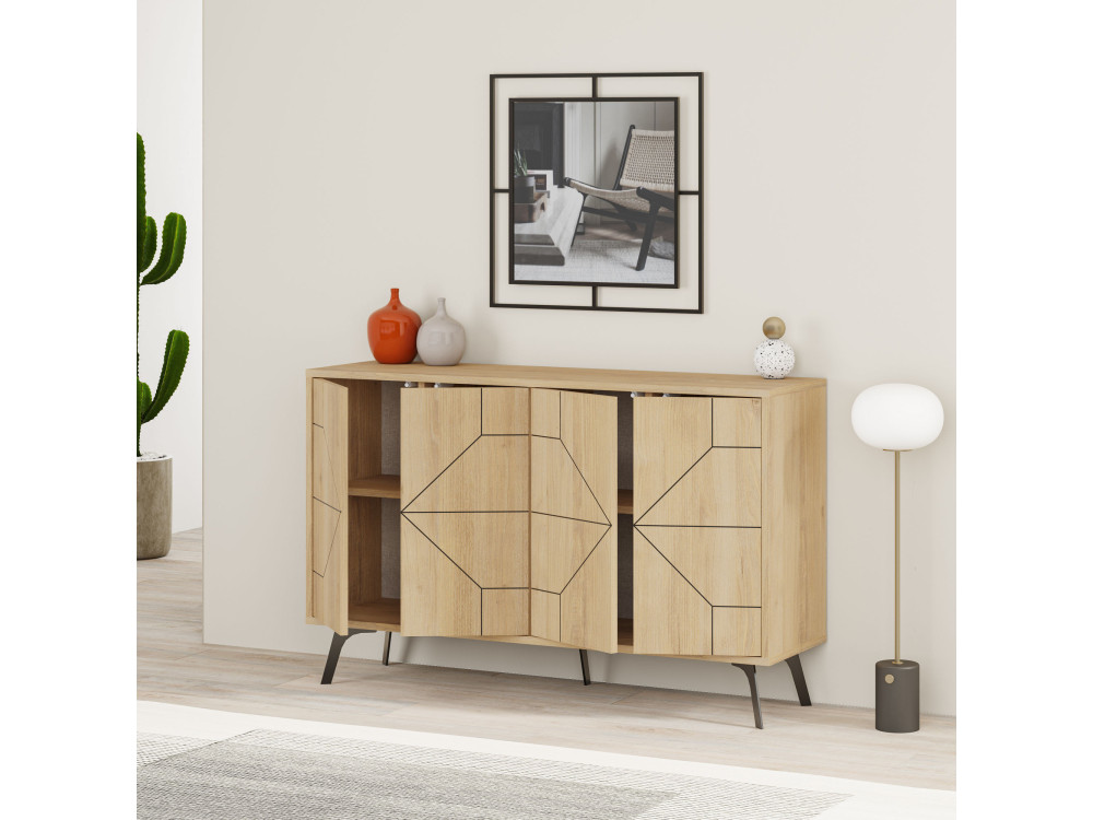 Credenza in legno "Dune" - 123 x 35 x 62 cm - Beige