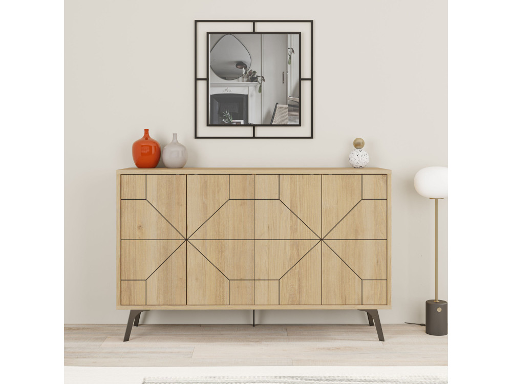 Credenza in legno "Dune" - 123 x 35 x 62 cm - Beige