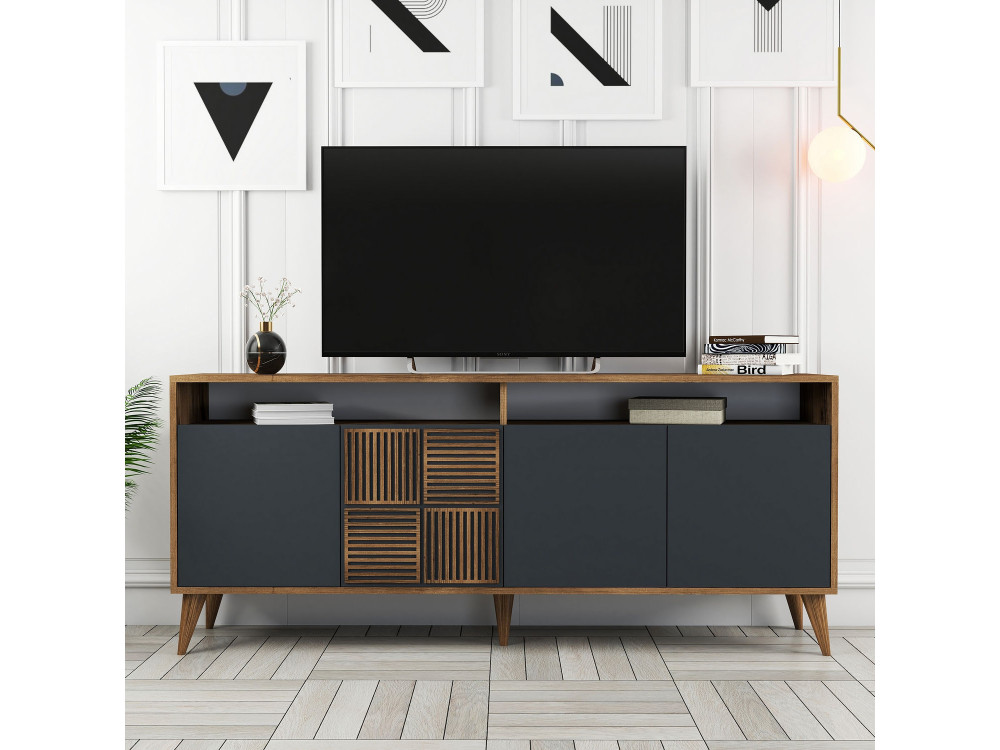 Buffet in legno "Milano" - 180 x 35 x 78 cm - Noyer Antracite